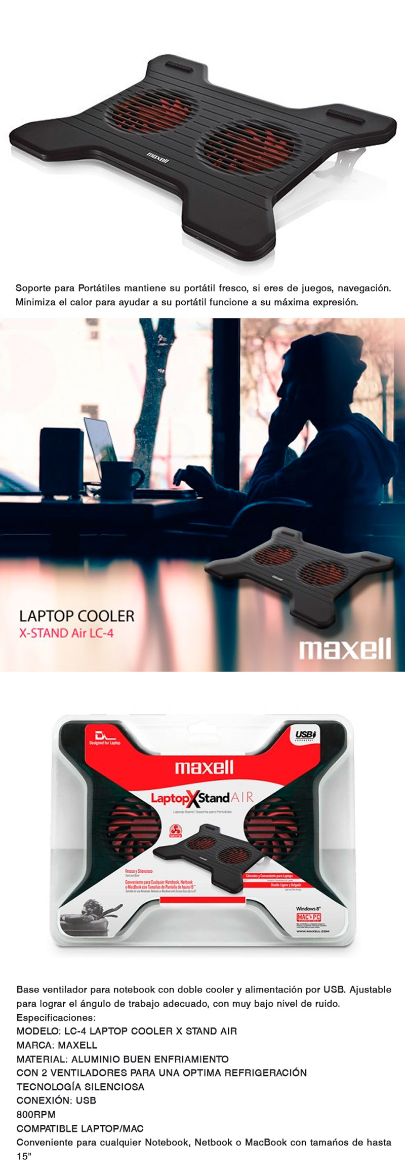 Maxell X-Stand Air LC-4 Laptop Cooler Cooling Pad