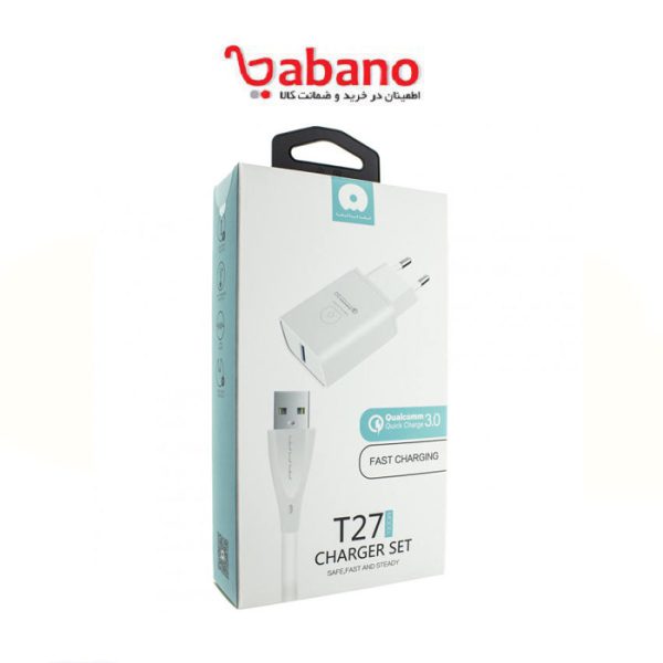 شارژر دیواری دبلیو یو دبلیو مدل T27 به همراه کابل تبدیل USB-C